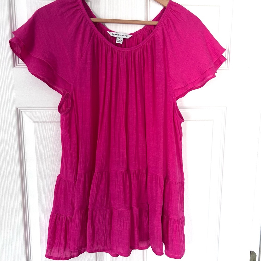 Women's pink capped sleeve blouse A2